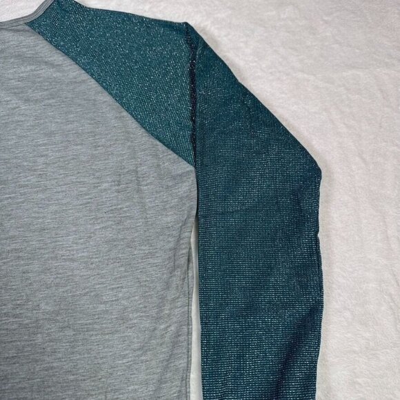 Lularoe XS Heather Gray Teal Raglan Sparkly 3/4 Sleeve Shirt Elegant Unicorn LLR - Picture 6 of 8